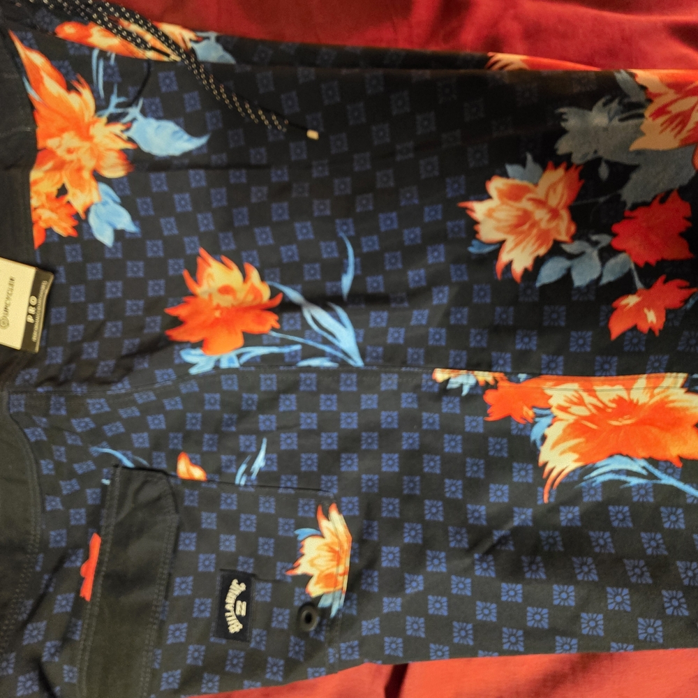 Billabong Blue and Orange Floral Board Shorts